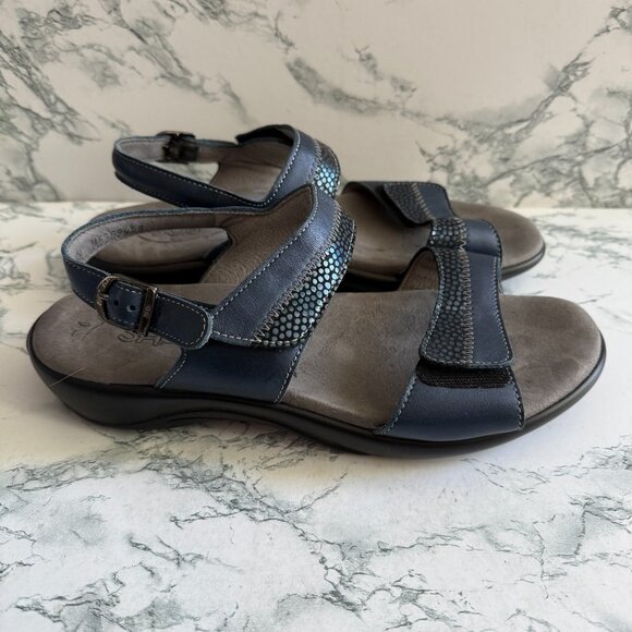 SAS Women 8.5W Nudu Sandal Slingback Tripad Comfort Orthotic Leather Blue Shoe - Picture 1 of 6